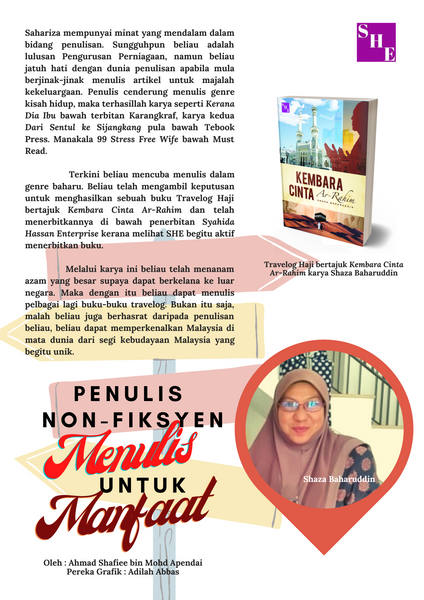 Shaza - Penulis Non-Fiksyen, Menulis untuk Manfaat